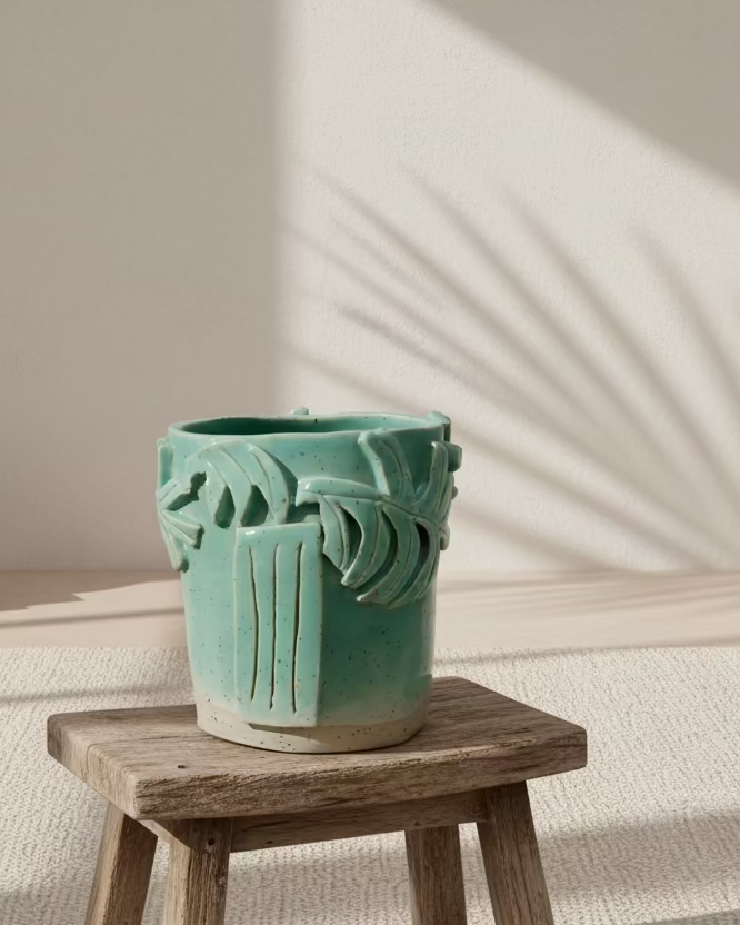 Palm Vessel in Aqua